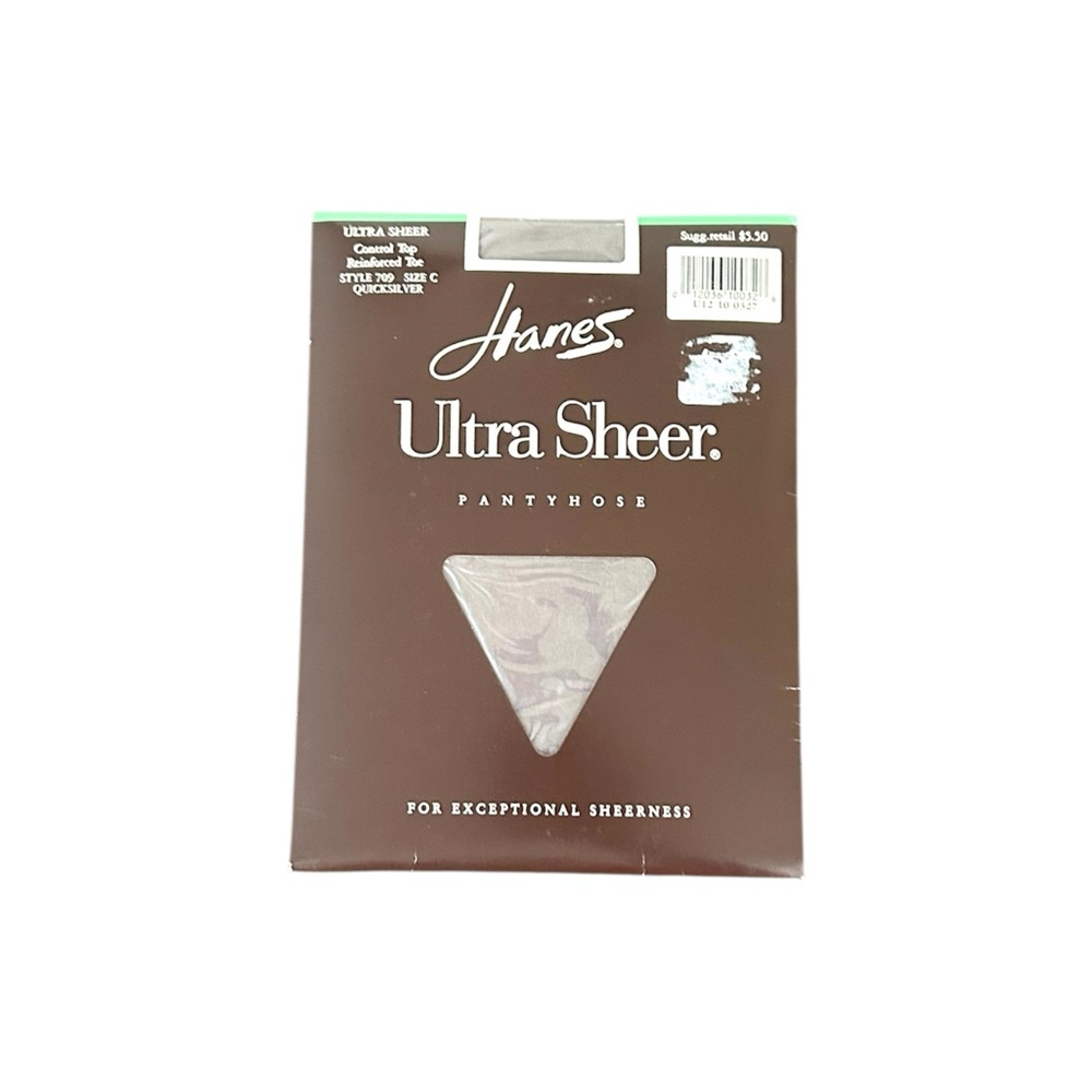 NWT Vintage HANES Ultra Sheer Control Top Pantyhose Quicksilver style 709 size C